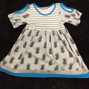 5 Jelly the Pug Dress - pineapple & stripes